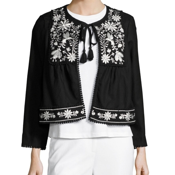 KATE Spade Floral Embroidered Pompom Jacket small - Picture 3 of 9